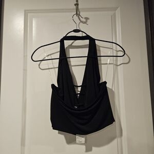 Windsor Black Halter Crop Top